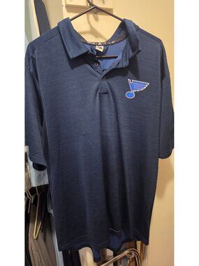 Adidas St. Louis Blues NHL Polo Men's 2XL Navy Performance Golf Shirt
